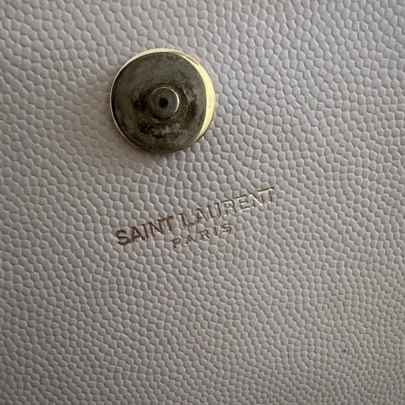Yves Saint Laurent Gold Logo Beige Clutch - Picture 5 of 9